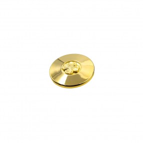 METAL BUTTON WITH FOUR-LEAF CLOVER - GOLD
