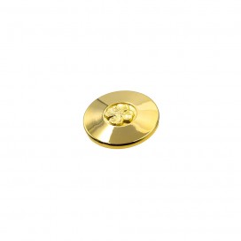 METAL BUTTON WITH FOUR-LEAF CLOVER - GOLD