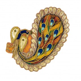 PEACOCK EMBROIDERED MOTIF  - GOLD