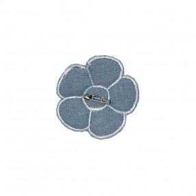 FLOWER EMBROIDERED MOTIF WITH PIN - BLUE JEANS