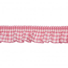 RUFFLED GINGHAM RIBBON WITH STRETCH - PINK