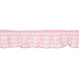 RUFFLED GINGHAM RIBBON WITH STRETCH - LIGHT PINK