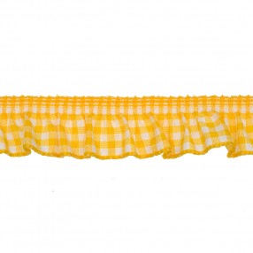 RUFFLED GINGHAM RIBBON WITH STRETCH - YELLOW