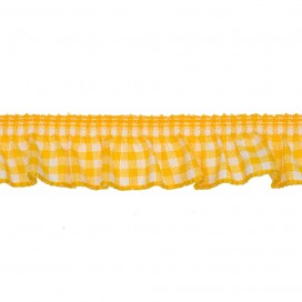 RUFFLED GINGHAM RIBBON WITH STRETCH - YELLOW