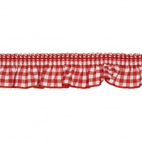RUFFLED GINGHAM RIBBON WITH STRETCH - RED