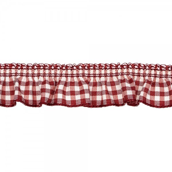 RUFFLED GINGHAM RIBBON WITH STRETCH - BORDEAUX