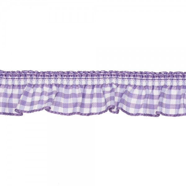 RUFFLED GINGHAM RIBBON WITH STRETCH - LILAC