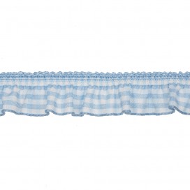 RUFFLED GINGHAM RIBBON WITH STRETCH - SKY BLUE