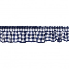 RUFFLED GINGHAM RIBBON WITH STRETCH - BLUE