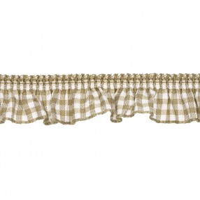 RUFFLED GINGHAM RIBBON WITH STRETCH - BEIGE