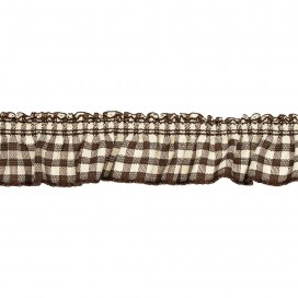 RUFFLED GINGHAM RIBBON WITH STRETCH - BROWN