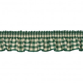 RUFFLED GINGHAM RIBBON WITH STRETCH - GREEN