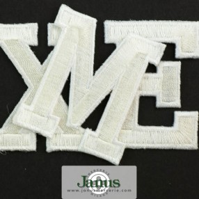 IRON-ON EMBROIDERED CURSIVE ALPHABET LETTERS 50MM - WHITE