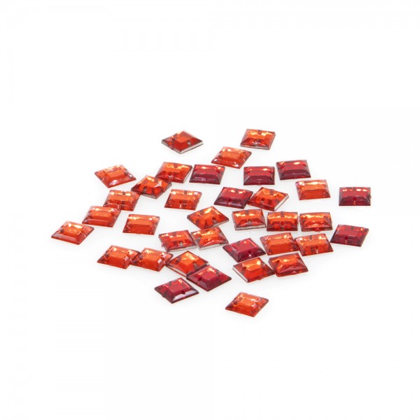 SQUARE SEW-ON ACRYLIC STONE 10X10MM - RED