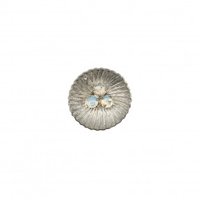 VINTAGE METAL BUTTON WITH RHINESTONE - SILVER