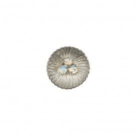 VINTAGE METAL BUTTON WITH RHINESTONE - SILVER