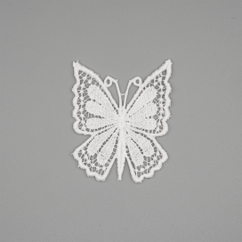BUTTERFLY MACRAME EMBROIDERED MOTIFS 50X60MM - WHITE