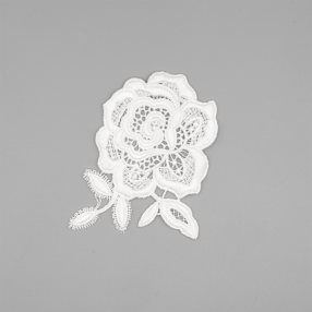 ROSE MACRAME EMBROIDERED MOTIFS 115X90MM - WHITE
