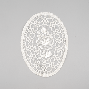 FLORAL OVAL MACRAME EMBROIDERED MOTIFS 170X120MM - WHITE