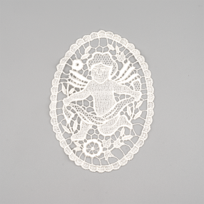 ANGEL OVAL MACRAME EMBROIDERED MOTIFS 130X95MM - WHITE