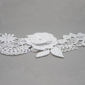 FLOWER MACRAME LACE TRIMMING 70MM - WHITE