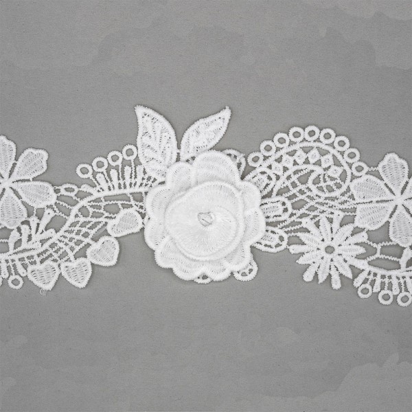 FLOWER MACRAME LACE TRIMMING 70MM - WHITE