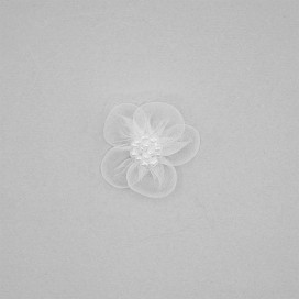 ORGANDY AND BEADS FLOWER MOTIF - OPTICAL WHITE