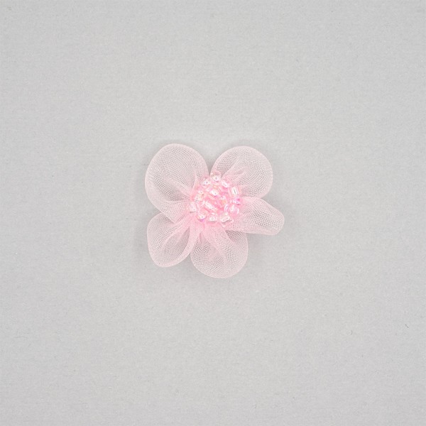 ORGANDY AND BEADS FLOWER MOTIF - PINK