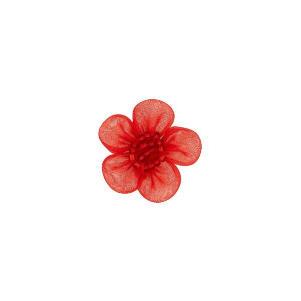 ORGANDY AND BEADS FLOWER MOTIF - RED
