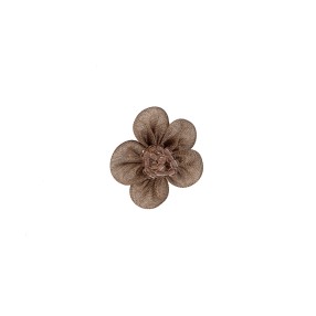 ORGANDY AND BEADS FLOWER MOTIF - TAUPE