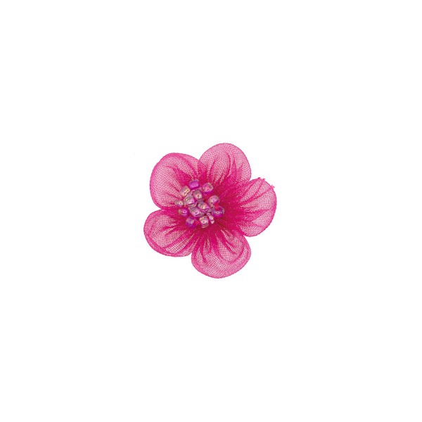 ORGANDY AND BEADS FLOWER MOTIF - FUXIA