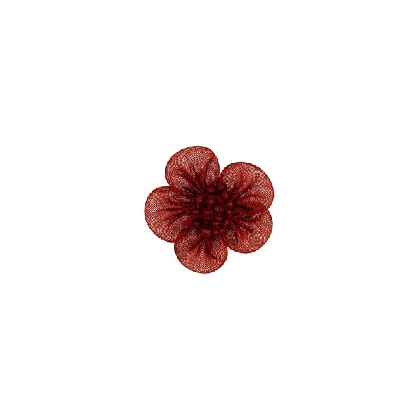 ORGANDY AND BEADS FLOWER MOTIF - BORDEAUX