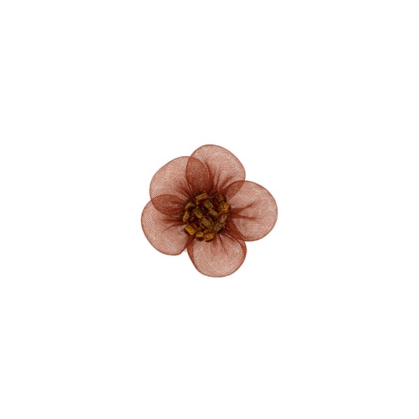 ORGANDY AND BEADS FLOWER MOTIF - COPPER