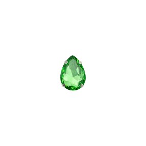 GLASS STONE DROP SHAPE WITH METAL CLAW 13X18MM - GREEN