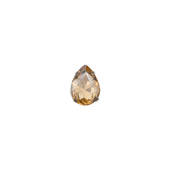GLASS STONE DROP SHAPE WITH METAL CLAW 13X18MM - CHAMPAGNE