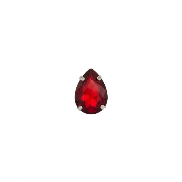 GLASS STONE DROP SHAPE WITH METAL CLAW 13X18MM - RED