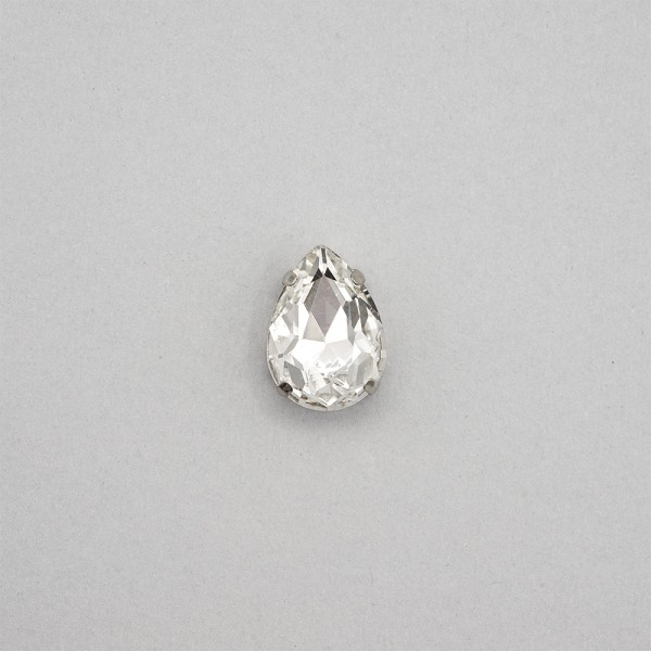 GLASS STONE DROP SHAPE WITH METAL CLAW 13X18MM - CRYSTAL