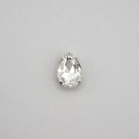 GLASS STONE DROP SHAPE WITH METAL CLAW 13X18MM - CRYSTAL