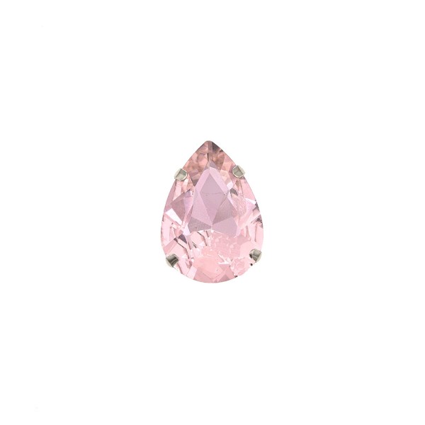 GLASS STONE DROP SHAPE WITH METAL CLAW 18X25MM - PINK