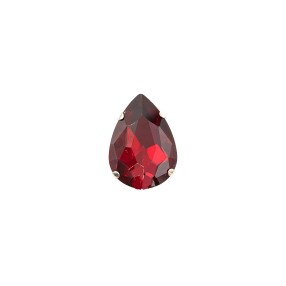 GLASS STONE DROP SHAPE WITH METAL CLAW 18X25MM - RED