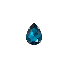 GLASS STONE DROP SHAPE WITH METAL CLAW 18X25MM - TEAL BLUE
