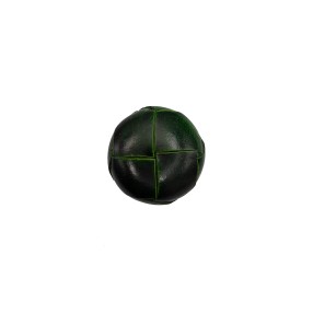 WOVEN LEATHER SHANK BUTTON - GREEN