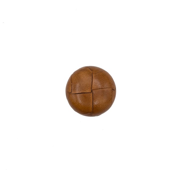 WOVEN LEATHER SHANK BUTTON - HONEY