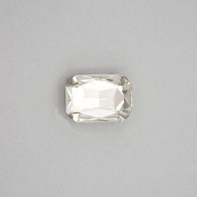 GLASS STONE RECTANGULAR SHAPE WITH METAL CLAW 18X25MM - CRYSTAL