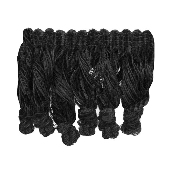 HAND-KNOTTED CHENILLE WOOL FRINGE 100MM - BLACK