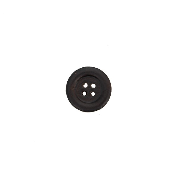 LEATHER 4 HOLE BUTTON WITH BORDER - DARK BROWN