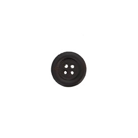 LEATHER 4 HOLE BUTTON WITH BORDER - DARK BROWN
