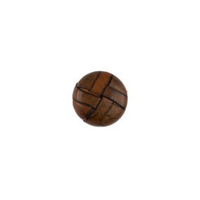 WOVEN LEATHER SHANK BUTTON - BROWN