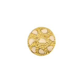 ENAMELED METAL BUTTON WITH SHANK - GOLD WHITE