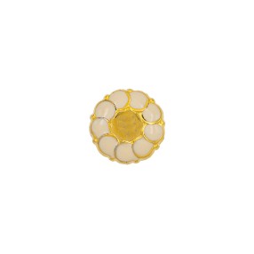ENAMELED ABS BUTTON WITH SHANK - GOLD WHITE